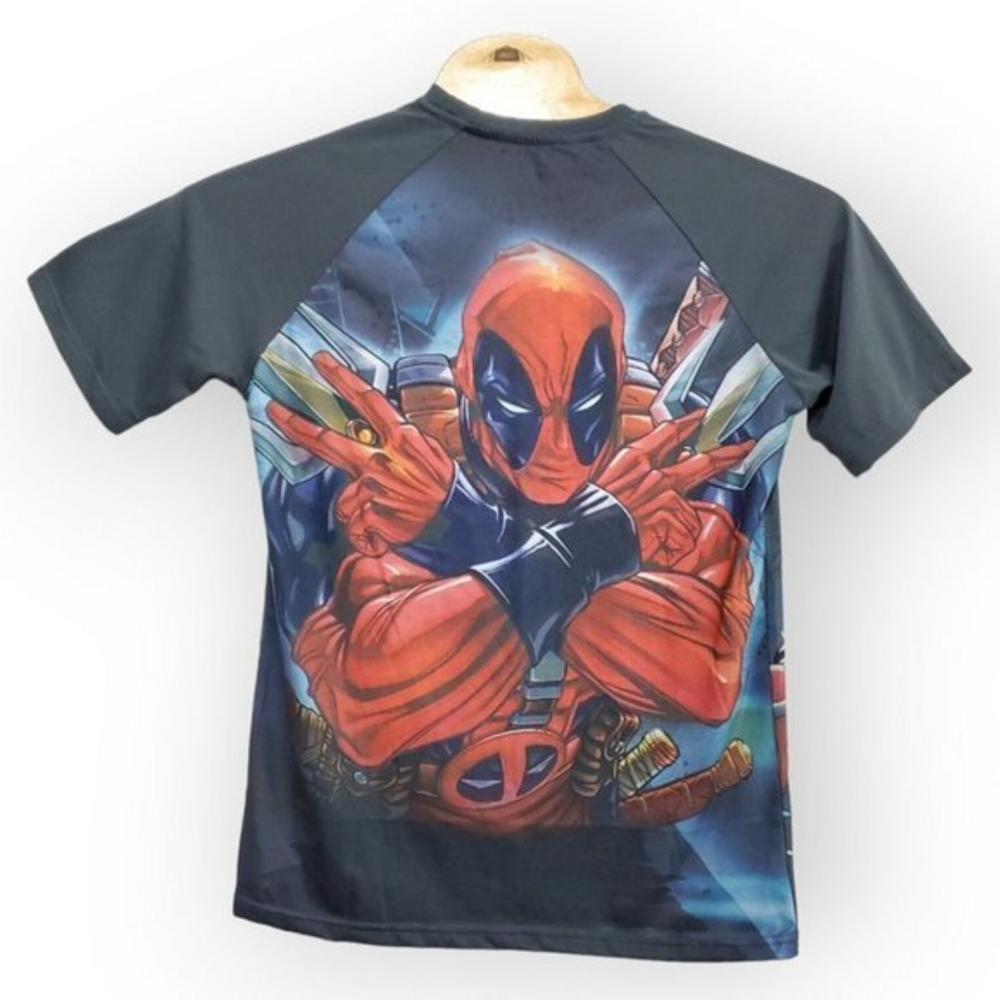 Marvel Comics Deadpool Mens Medium Raglan Style Double Sided Tee Shirt Stan Lee‎